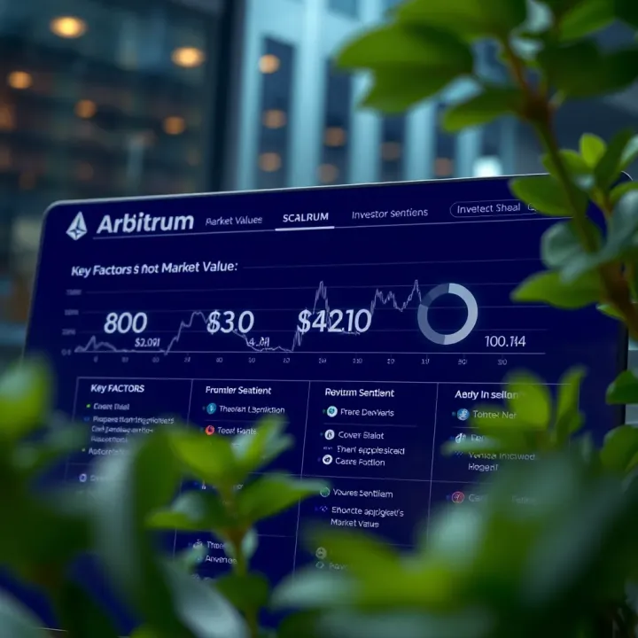 Key Factors Affecting Arbitrum Market Value Chart showing key factors impacting Arbitrum's market value with emphasis on Ethereum scalability and investor sentiment