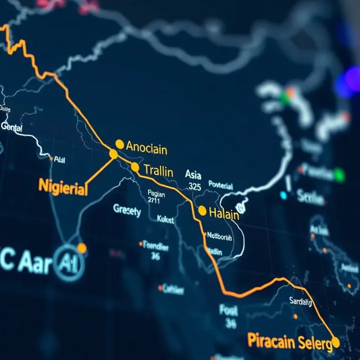 Map showing key Asian financial hubs and their connection to Nigerian forex traders
