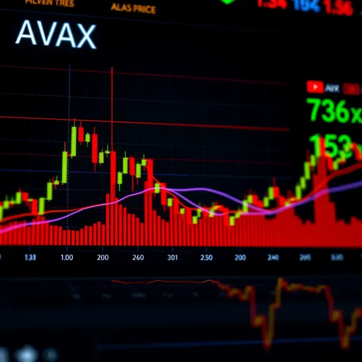 Graph showing fluctuations in Avalanche token price with candlestick patterns and trend lines
