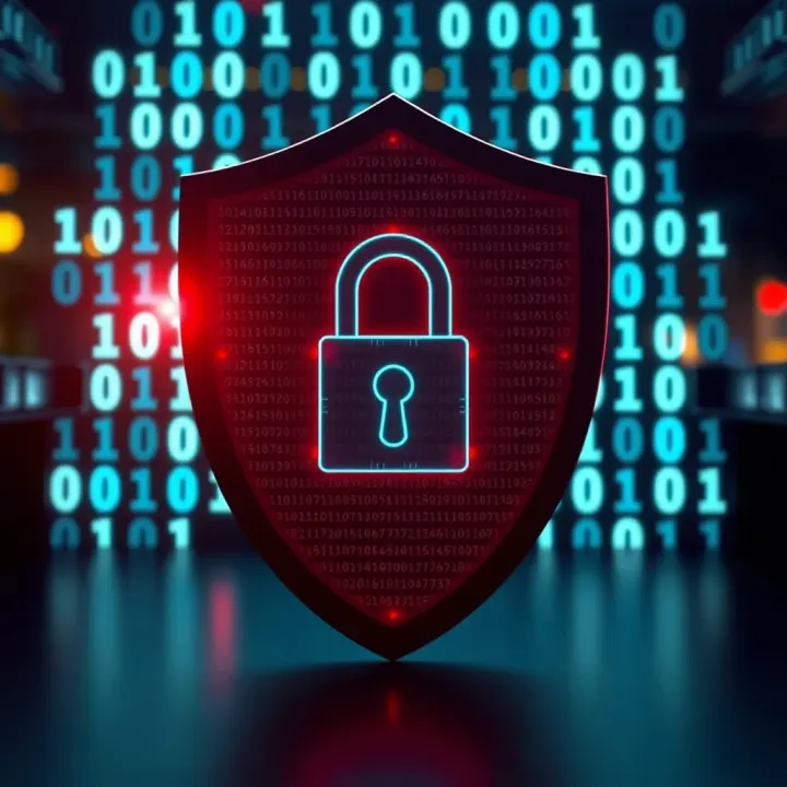Security Features in Binary Login Systems Conceptual graphic showing digital security shield with binary code in the background representing secure login mechanisms