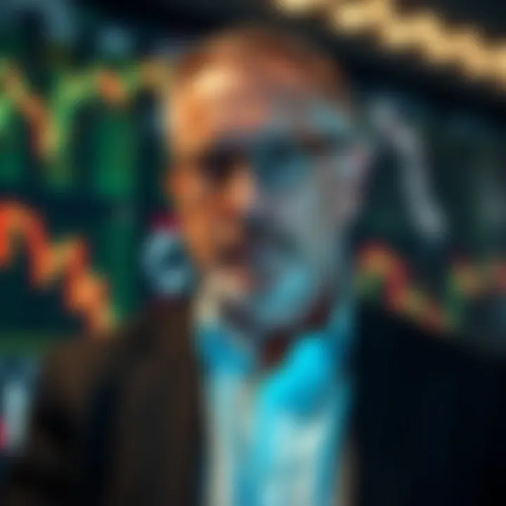 Portrait of Bill Lipschutz with currency charts in the background symbolizing his Forex trading expertise