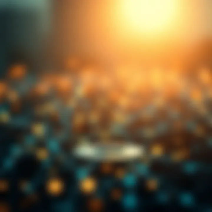 Visual representation of blockchain technology and digital nodes symbolizing Cardano's technological development