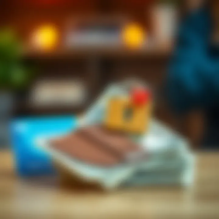 Visual depiction of a digital wallet with cash and gift cards symbolizing payment reliability and user safety