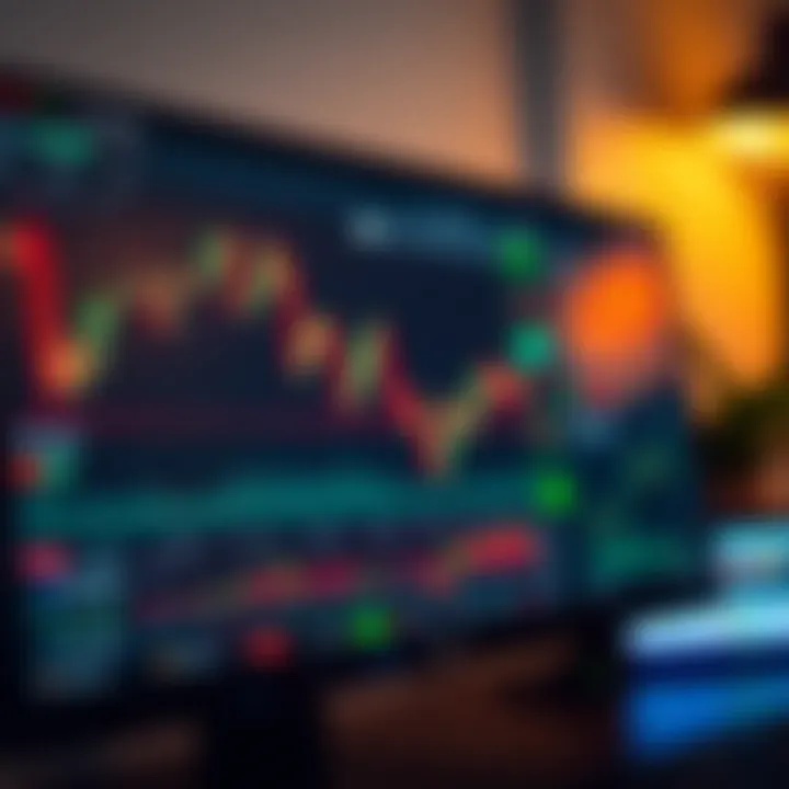 Financial chart displaying forex market trends on computer screen with trading platform interface