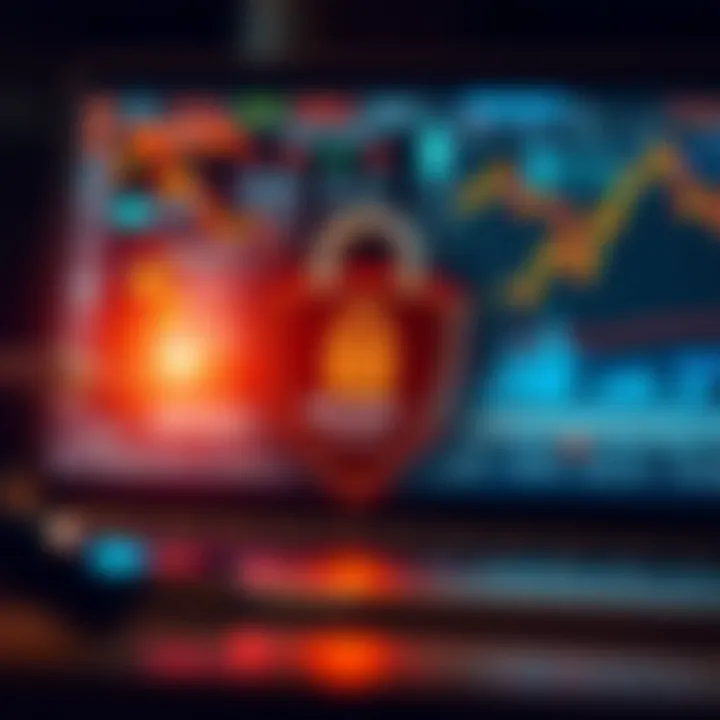 Illustration of digital security elements protecting online trading activities