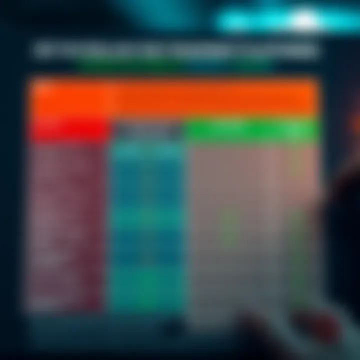 Comparison chart highlighting features such as fees, security, and customer support