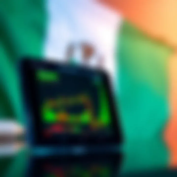 Mobile device displaying forex trading charts and analytics with Nigerian flag in the background