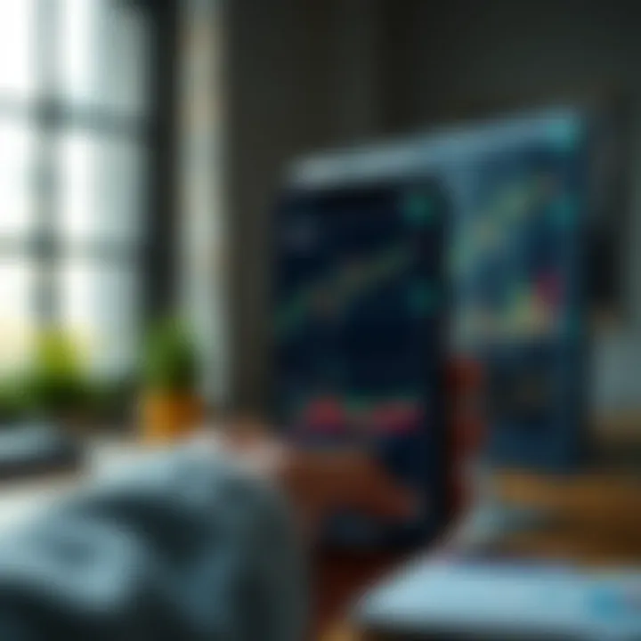 TradingView Mobile App Displaying Market Trends Mobile device displaying TradingView app with market trends and analysis