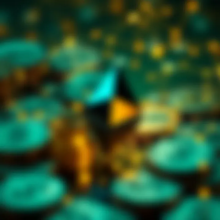Digital illustration representing Ethereum blockchain technology with Nigerian currency symbols