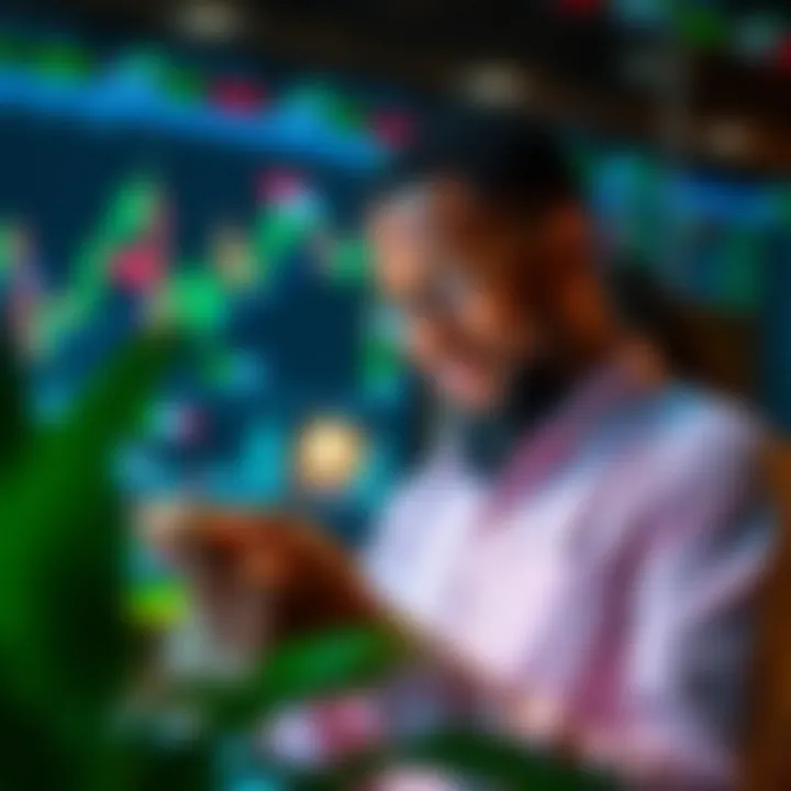 Optimizing Trading Decisions Using Deriv TradingView App in Nigeria Nigerian trader utilising Deriv TradingView app features to optimise trading decisions on smartphone