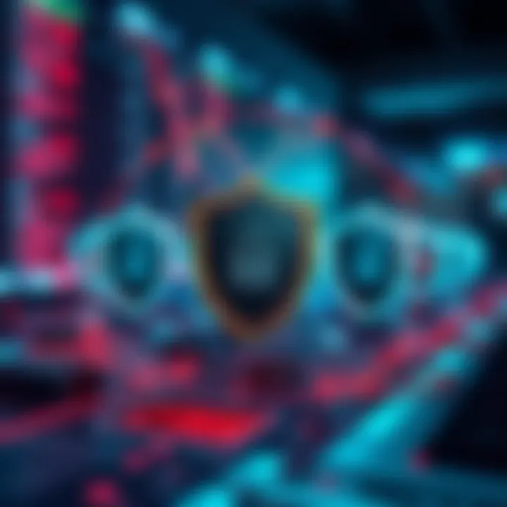 Illustration of digital security measures with shield icons representing protection of trading accounts