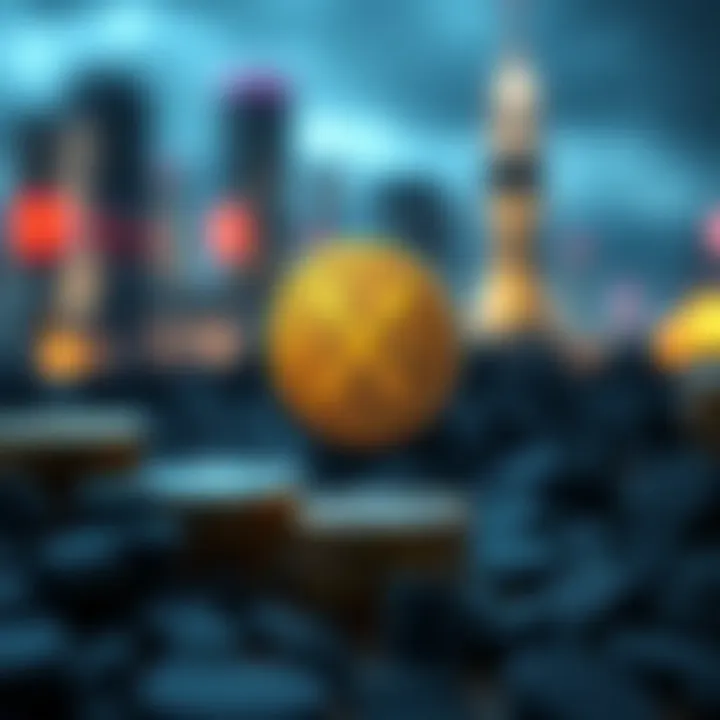 Illustration of factors influencing XRP value including market dynamics, regulations, and investor sentiment