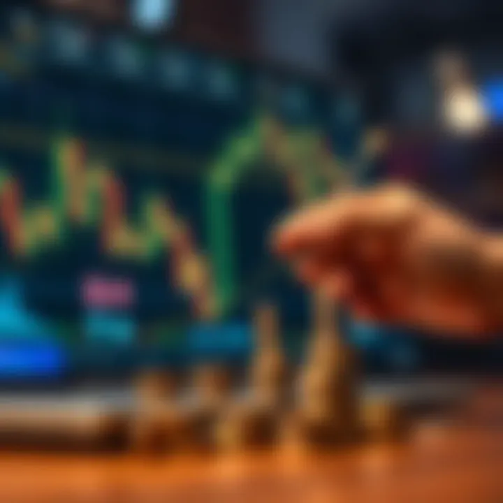 Visual representation of managing risk and growing investments in forex trading using small deposit strategies