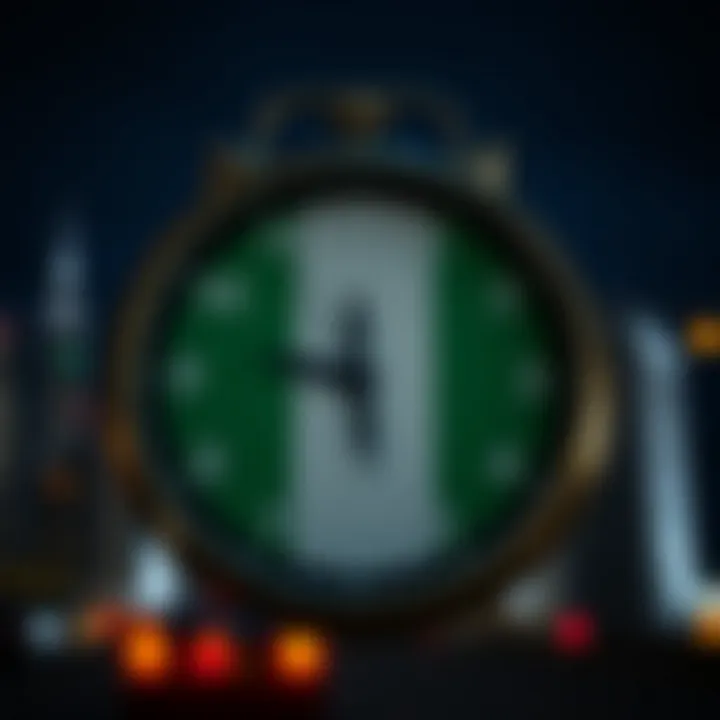 Friday Forex Market Closure Timing in Nigerian Time Zone Clock overlay with Nigerian flag highlighting Forex market closing period on Friday