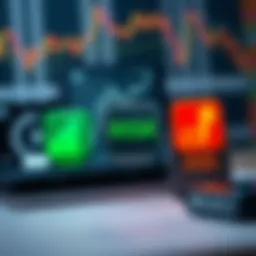 Conceptual graphic of financial strategy with icons representing risk management and market analysis
