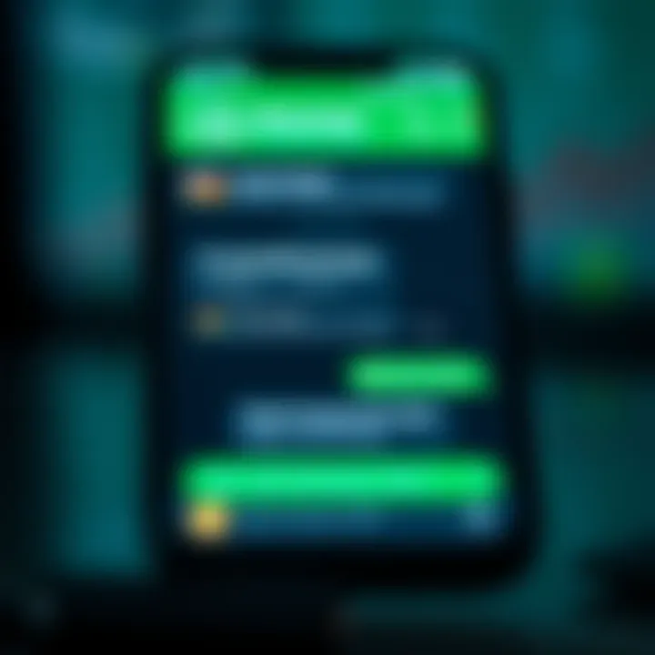 WhatsApp Chat Featuring Cryptocurrency Discussions and Alerts Mobile phone screen displaying a WhatsApp chat with cryptocurrency discussion and alerts