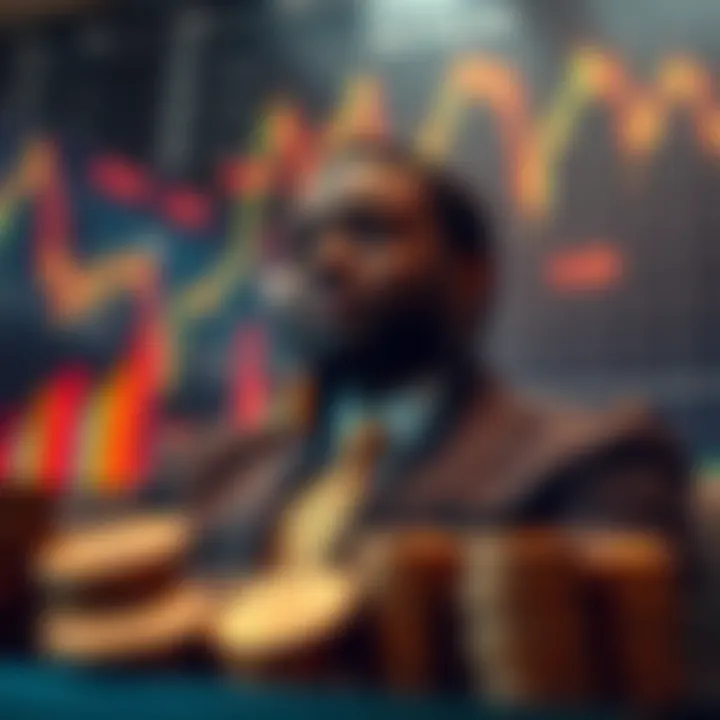 Illustration of financial charts and currency symbols representing forex trading income
