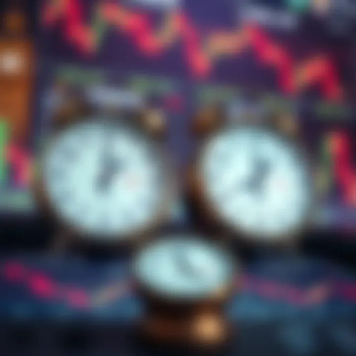 Clock faces showing London and Nigerian local times alongside forex market graphs