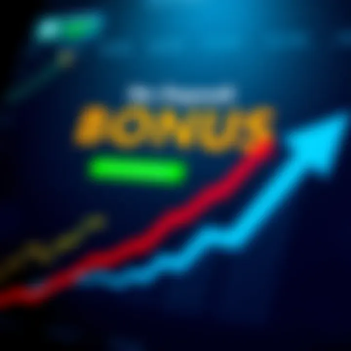 Visual representation of a digital bonus reward with upward trading arrows and a financial growth concept