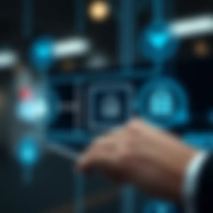 Secure digital transaction with security icons representing protection measures
