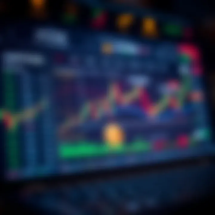 Graphical representation of cryptocurrency exchange platform with user interface elements and financial data