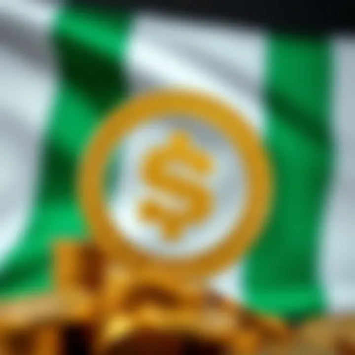 Illustration of investment strategy with Solana coin symbol and Nigerian flag background