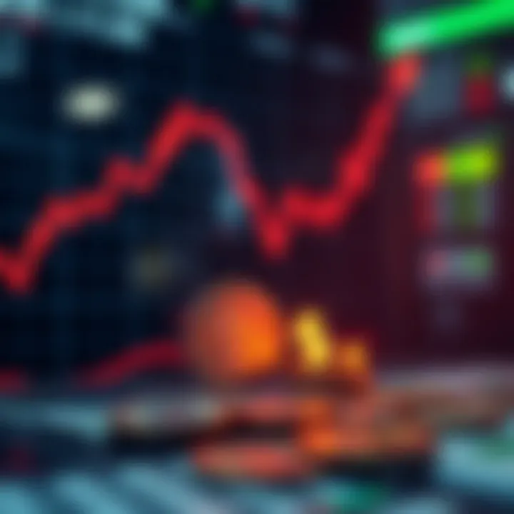 Graph showing upward trend in forex trading with Nigerian naira symbol and digital currency icons