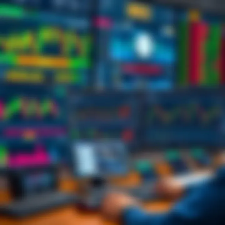 Collection of modern forex trading tools on computer screens with charts and regulatory compliance icons
