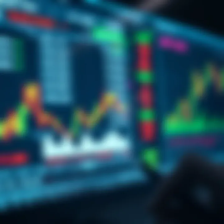 Digital interface illustrating various synthetic indices with data points and market indicators