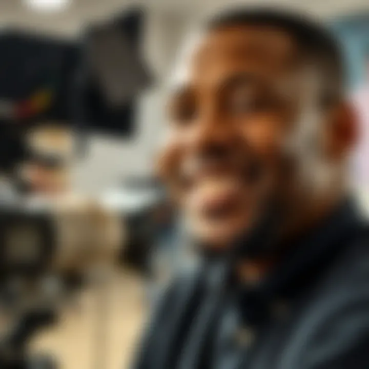 Nigerian actor Uche Paragon smiling on a film set with a camera in the background