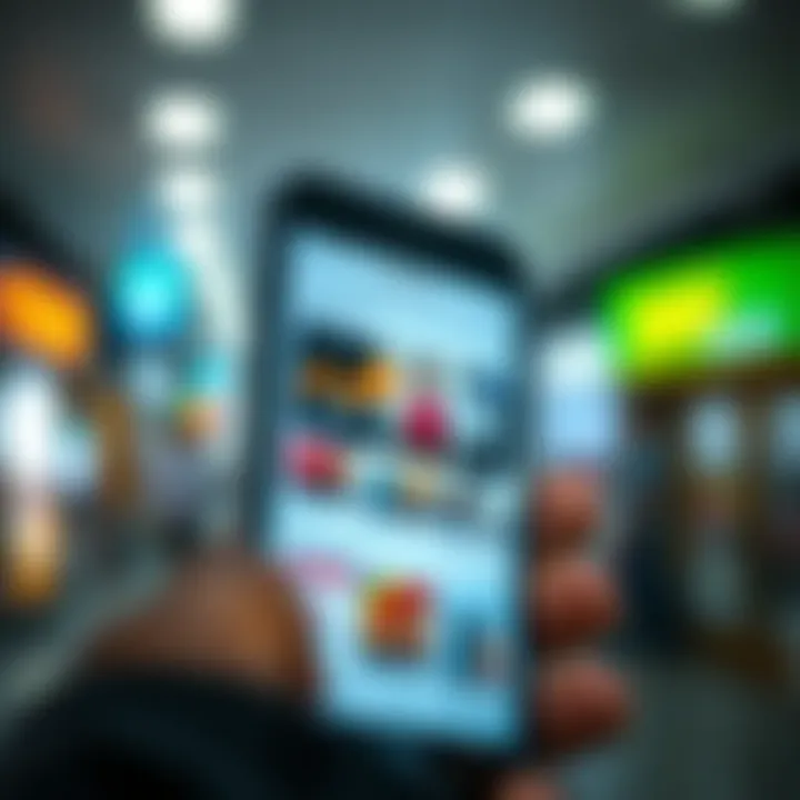 Mobile device displaying app marketplace interface for buying and selling applications