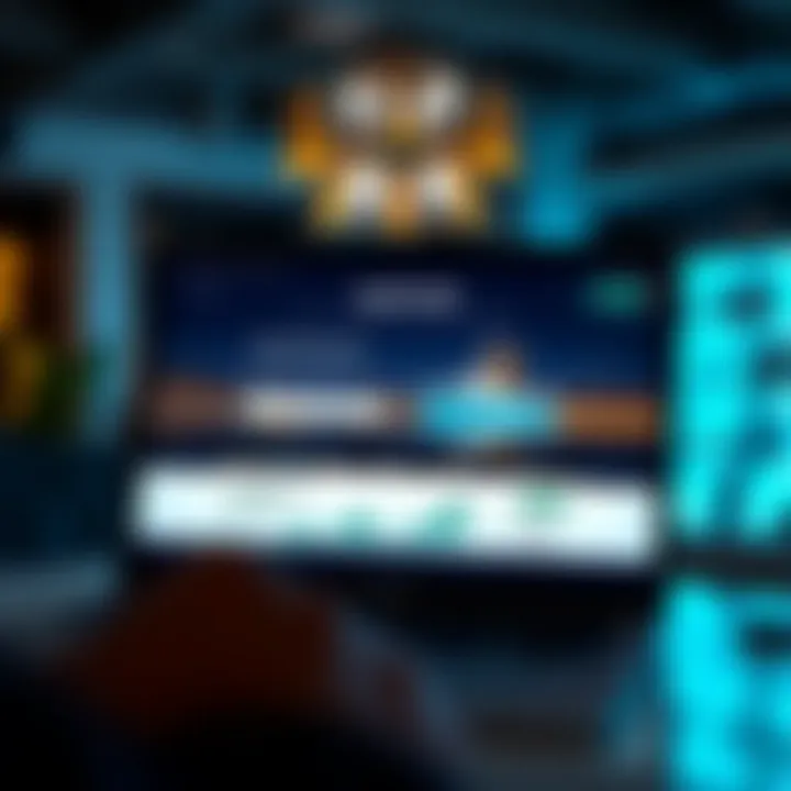 Illustration of digital platform showcasing real estate crowdfunding projects and investment details