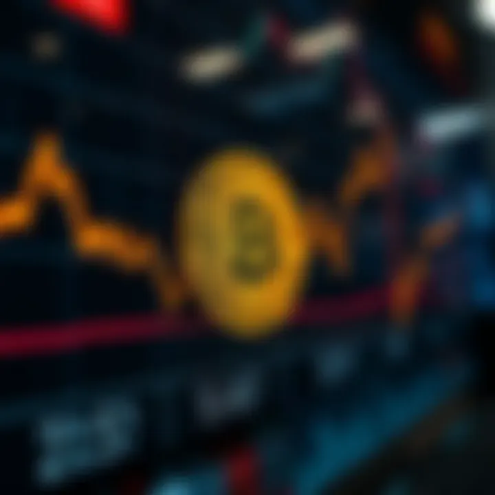 Graph showing fluctuating Bitcoin prices on a digital display