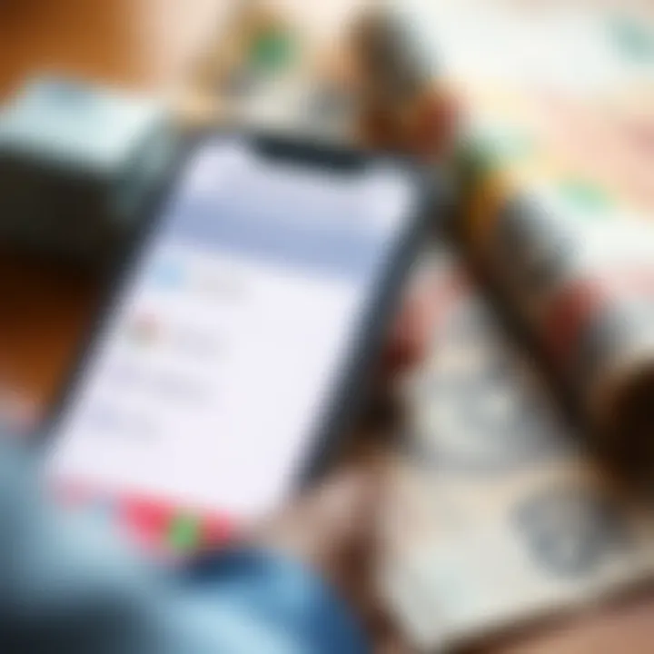 Digital payment platforms interface on a smartphone with Nigerian currency notes in the background
