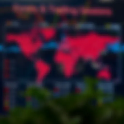 Global forex trading sessions with time zones indicated