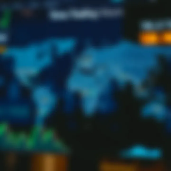Global map highlighting major forex trading centers across different time zones