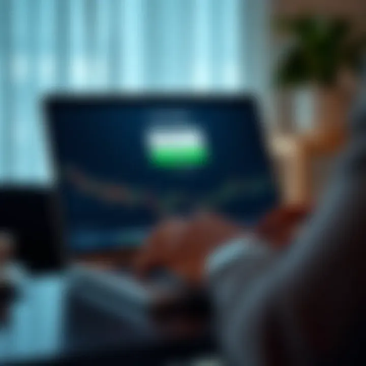 User entering login credentials on Pocket Options platform using laptop