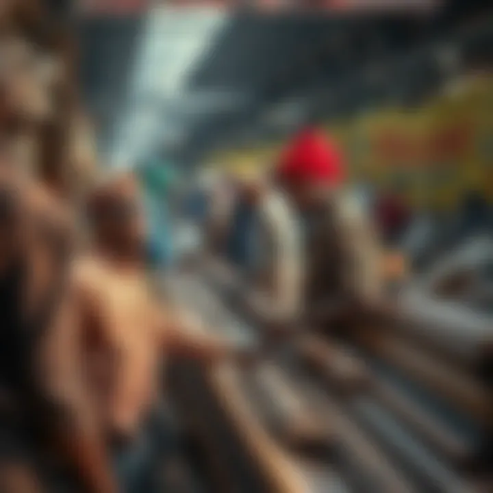 Active Metal Trading Scene in a Nigerian Market Metal traders inspecting and negotiating over metal sheets and rods in a bustling Nigerian market