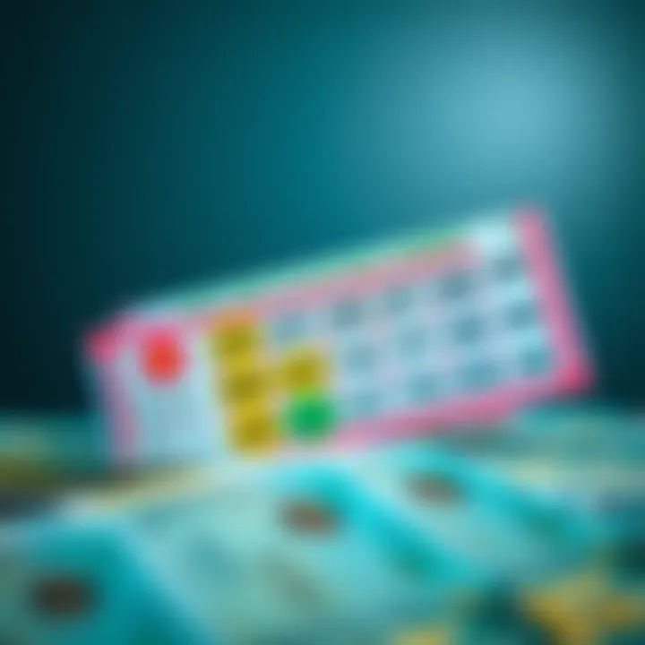 Illustration showing a colorful lottery ticket with daily combo numbers highlighted alongside Nigerian currency notes
