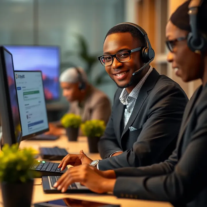 Customer Support for Bybit Users in Nigeria Support agent assisting a user with an online chat interface, highlighting customer help resources