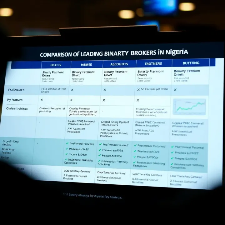 Comparison chart highlighting key features of top binary options brokers available in Nigeria