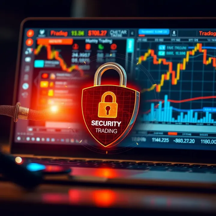 Illustration of digital security elements protecting online trading activities