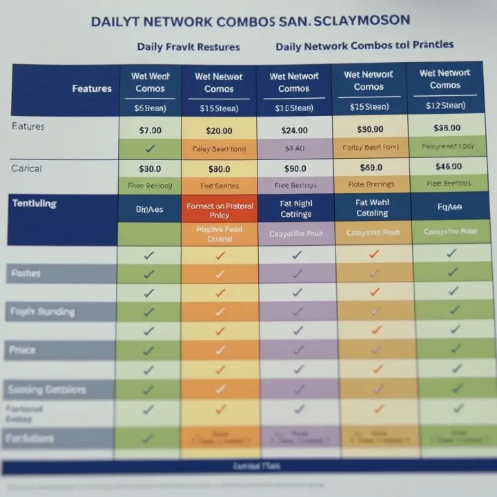Daily Network Combo Plans Comparison in Nigeria Comparison chart highlighting features and pricing of various daily network combos in Nigeria