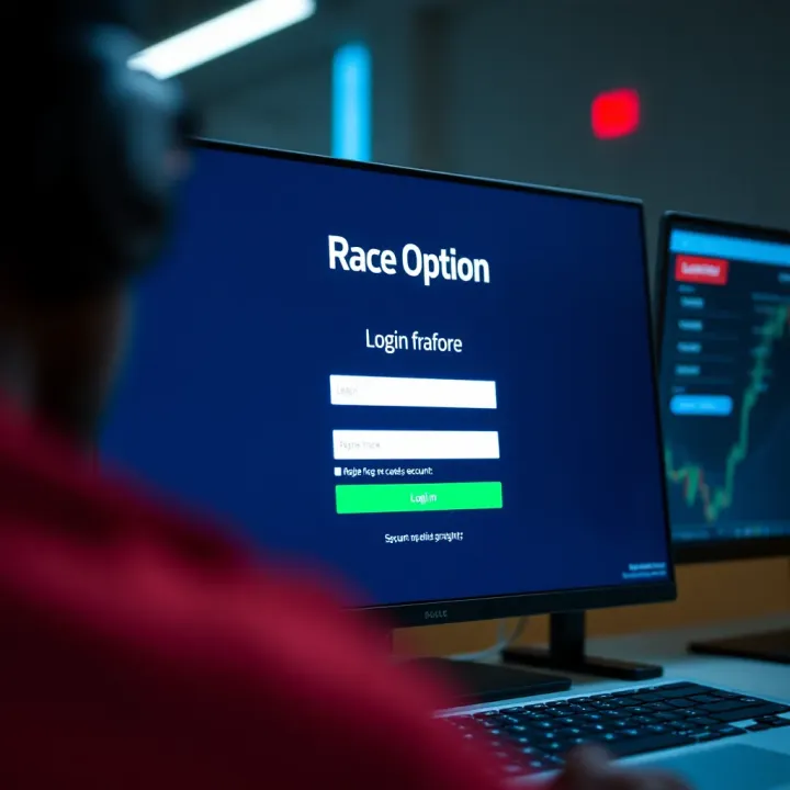 RaceOption Account Access Interface User interface showing the RaceOption login screen with secure authentication elements