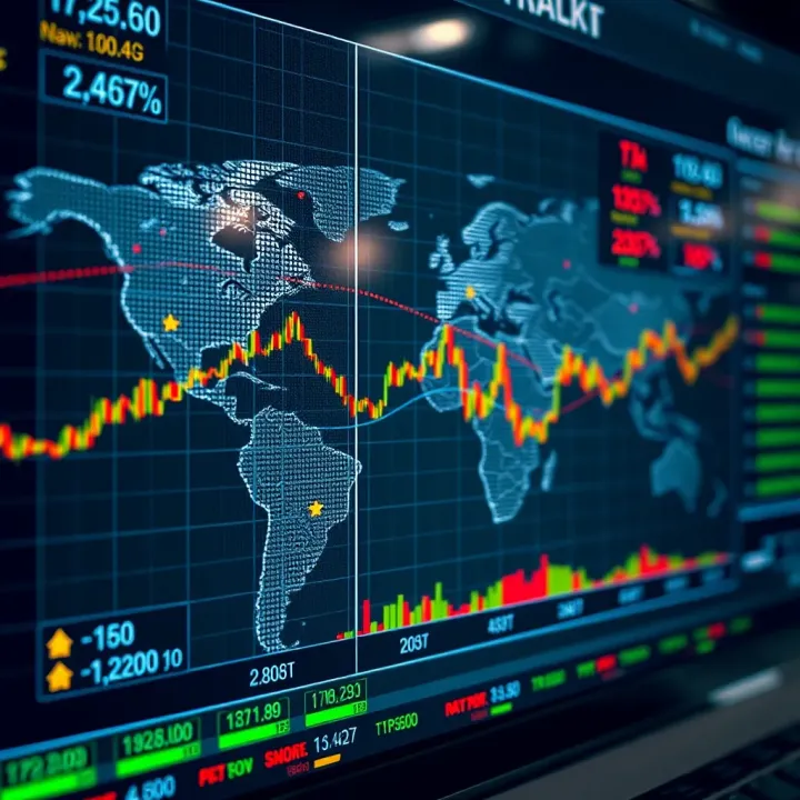 Overview of the Global Foreign Exchange Market Dynamics Visual representation of global currency exchange rates on a digital trading platform