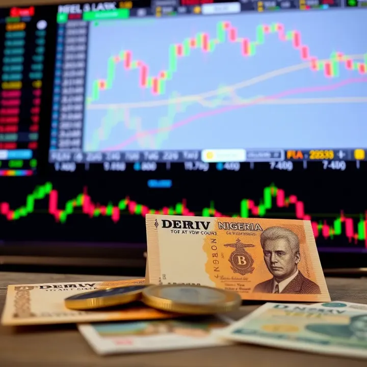 Illustration of Nigerian Naira currency alongside financial graphs and trading indicators