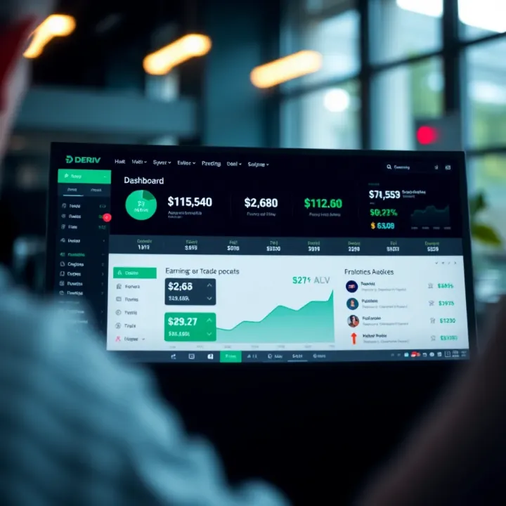 Deriv affiliate dashboard showing earnings and analytics for effective account management