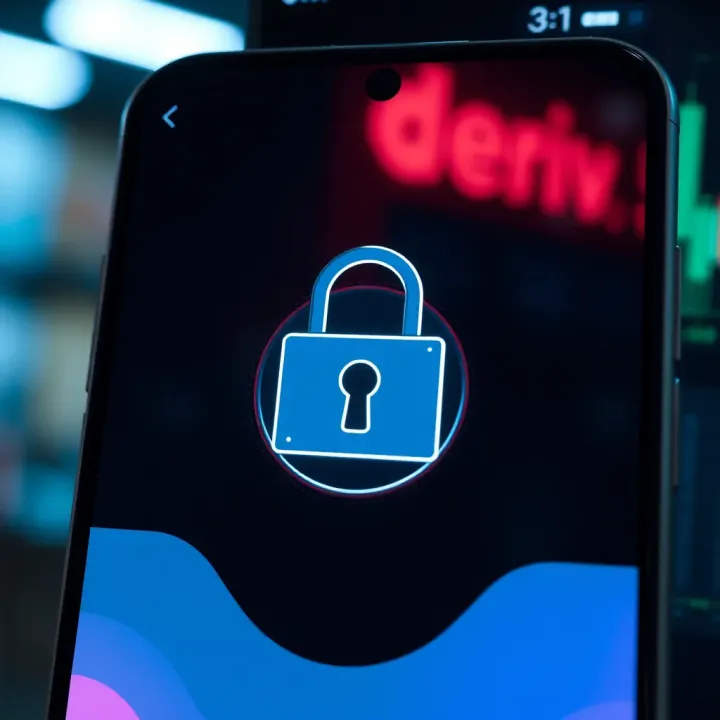 Secure Access and Safety Features on Deriv.com App Secure login screen of Deriv.com app with security lock symbol