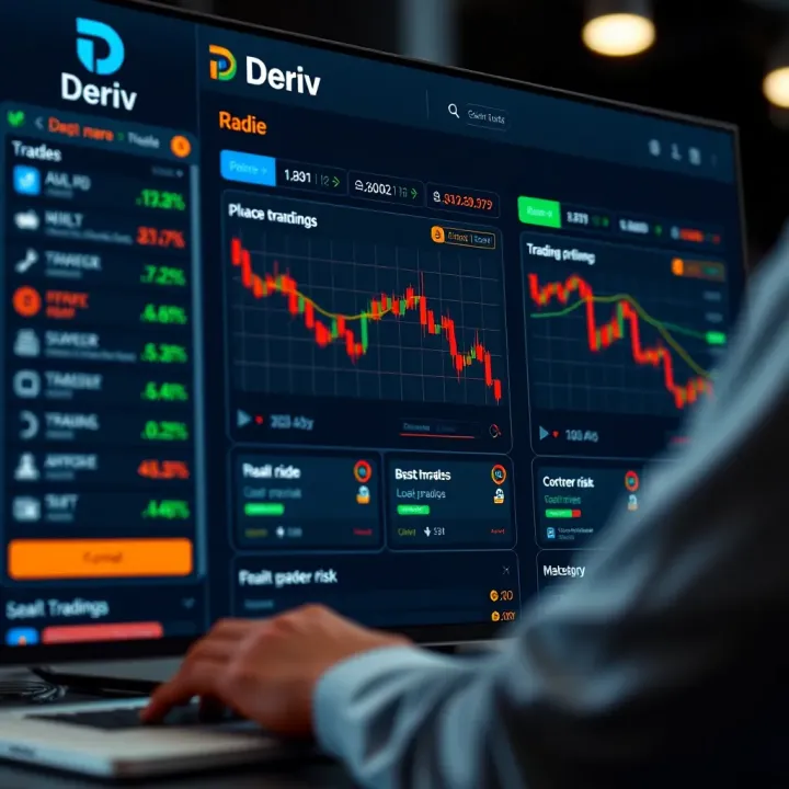 Deriv trading platform interface showing options for placing trades and managing risk with local market settings