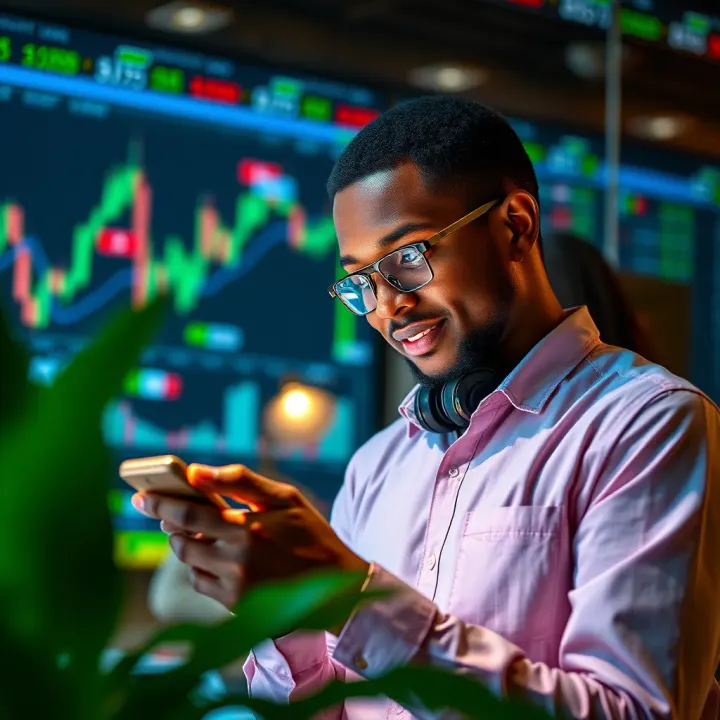 Nigerian trader utilising Deriv TradingView app features to optimise trading decisions on smartphone
